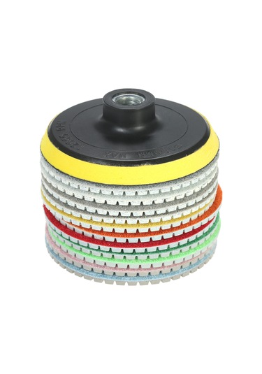 Moveevo 4 İnç 12'li Diamantlı Nemli Taş Parlatma Seti 30-6000 Tane, Tahta Dahil - Granit, Mermer, Beton İçin