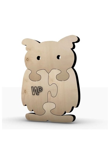 Masif Ahşap Puzzle Çocuklar İçin Boyanabilir Baykuş Boya Setli