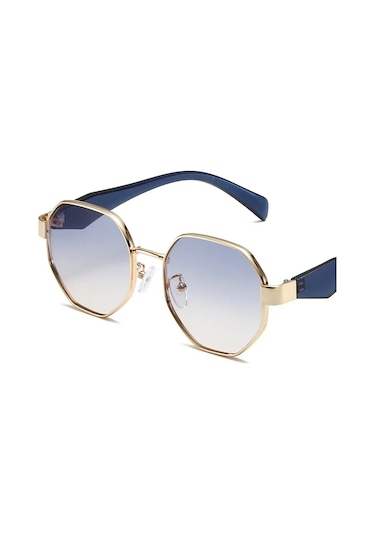 Rpxbguckarhg Retro Güneş Gözlüğü Kadın/erkek Moda Poligon Metal Çerçeve Uv400 Koruma Lüks Tasarımmavi51gri Gri