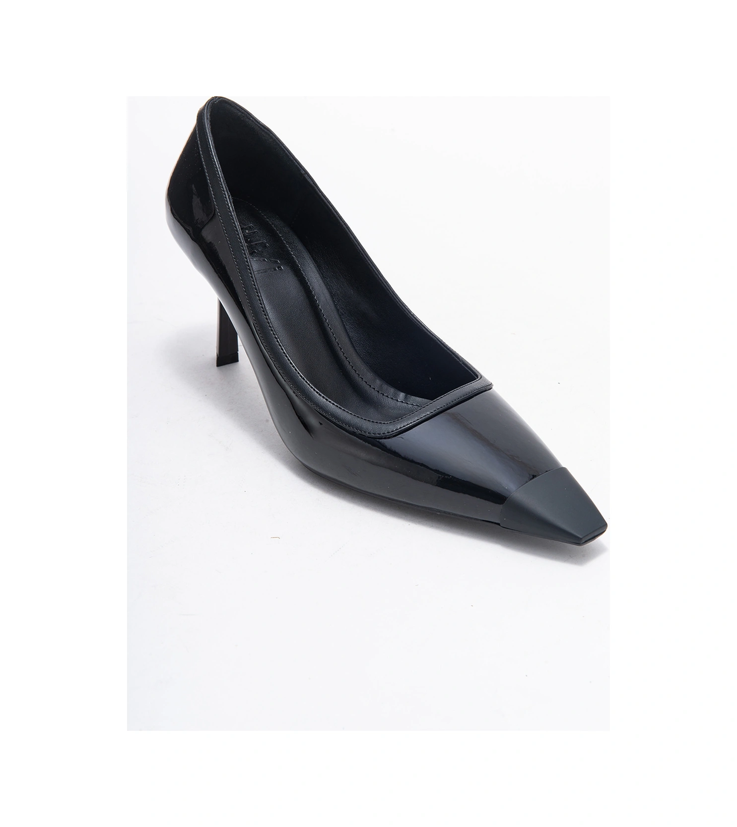 Rona Siyah Rugan Mat Burunlu Kadın Topuklu Ayakkabı Rugan Siyah