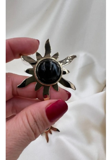 Bb İthal Siyah Güneş Küpe Altın - Siyah