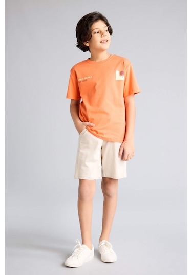 Defacto Regular Fıt Sweatshirt Kumaşı Şort Erkek Çocuk B5867A825SM Gri