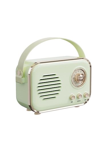 Ximistore9 Yeşil Retro Bluetooth Hoparlör: Fm Radyo, Tf Kart, Aux Girişi, 5.0 Bluetooth, 1500mah Pil, Ev/karaoke/mangal İçin Kaliteli Ses