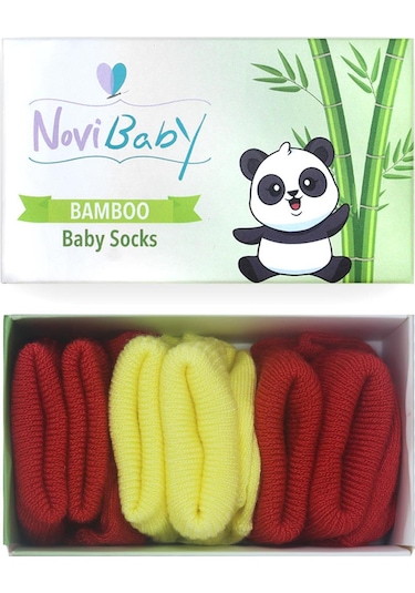 Novibaby 3'lü Bambu Yenidoğan Bebek Çorabı I Sunset I 0-6 ay "Karışık Renkli"