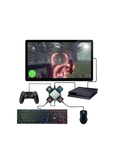 Geeroyoo Konsol Oyun Kolu Dönüştürücü: Switch/xbox/ps5/ps4/ps3 İçin Klavye Fareye Çevirici, Gecikmesiz, Plug&play, Hassas Kontrol Erişimi