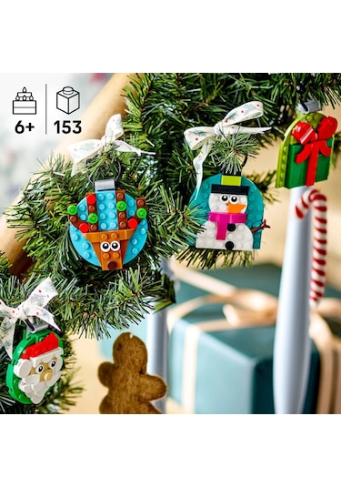 LEGO® Yılbaşı Süsü Koleksiyonu 40744 – 6 Yaş ve Üzeri İçin Kardan Adam, Ren Geyiği ve Noel Baba Yılbaşı Süsleri Yapım Seti (153 Parça)