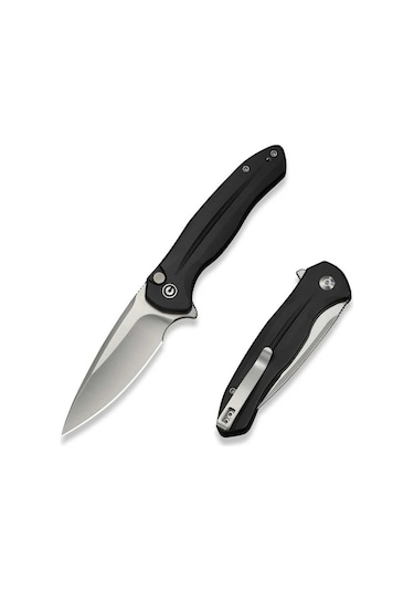Civivi Button Lock Kitefin Black Aluminum Handle Satin Finished 14c28n Blade Kamp Çakı Siyah
