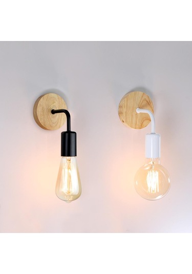 Siyah Ahşap Duvar Lambası Eski Aplik Duvar Işıkları Fikstür E27 110v 220v Başucu Retro Lamba Endüstriyel Dekor Yemek Odası Yatak Odası Işık Siyah