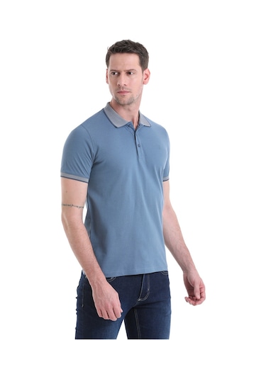 Hatemoğlu İndigo Regular Fit Düz 100% Pamuklu Polo Yaka Tişört 3536etc22c03 85 İndigo