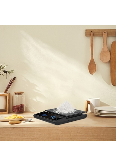 Lemestar Yüksek Hassasiyetli Dijital Led Dokunmatik Mutfak Terazisi - 3kg/0.1g, Pişirme Ve Kahve Demleme İçin Pratik Tare Ve Birim Değiştirme Özellikli Siyah