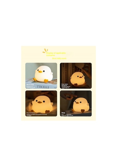 Moly Küçük Martı Ördek Gece Lambası - Silikon Pat Lamba - Bej Yd2024103015-1 - Masa Ve Başucu Lambası Bej