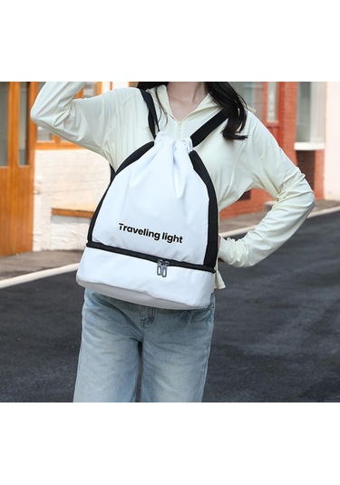 Tuomeng Yeni Islak Ve Kuru Ayırma Seyahat Sırt Çantası Taşınabilir Bölmeli Spor Sırt Çantası Beyaz
