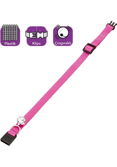 Karlie Boyun Tasma Çıngıraklı 30 CM Pembe