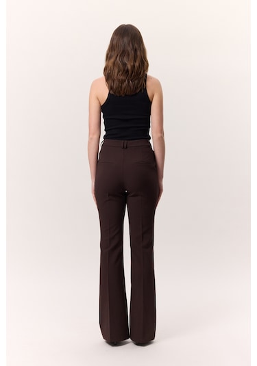 Premıum Flare Paça Fıt Pantolon Kahverengi Kahverengi