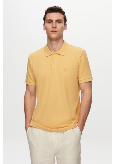 Ds Damat Regular Fit Açık Sarı %100 Pamuklu Uzun Ömürlü Kıvrılmaz Polo Yaka Nakışlı T-shirt 4hc14ort51000 502