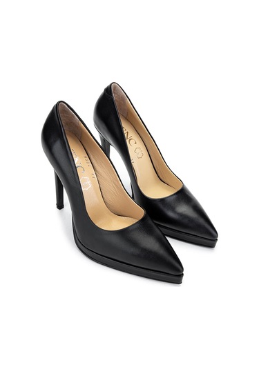 Tamer Tanca Kadın Hakiki Deri Siyah Deri Topuklu Ayakkabı 815 9382 Bn Ayk Y25 Sıyah Dr Siyah