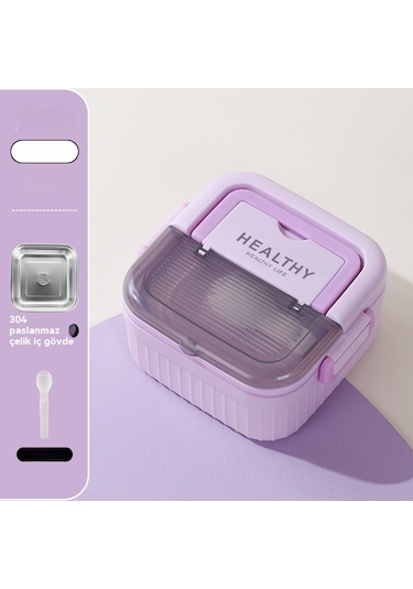 304 Paslanmaz Çelik Öğle Yemeği Kutusu Pirinçli Öğle Yemeği Kutusu Mor