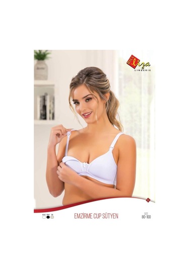 Liza Kadın Penye Kaplı Cup Emzirme Sütyeni Beyaz