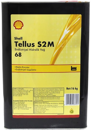 Shell Tellus S2M 68 Yüksek Performanslı Hidrolik Sistem Yağ 15 KG