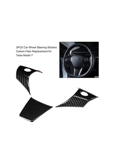 Springsun Tesla Model Y İçin Abs Direksiyon Sticker Seti - Siyah, 17x9x8cm, 3 Adet