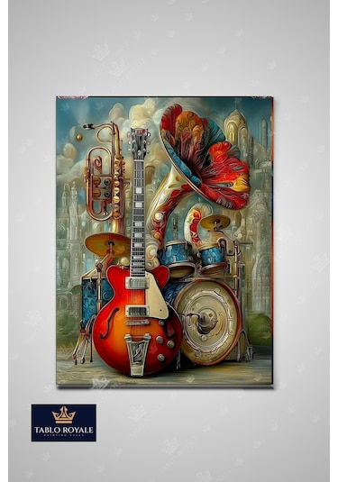 Çelişti Müzik Aletleri Soyut Görsel Kanvas Tablo - Salon Tablo - Ofis Tablo