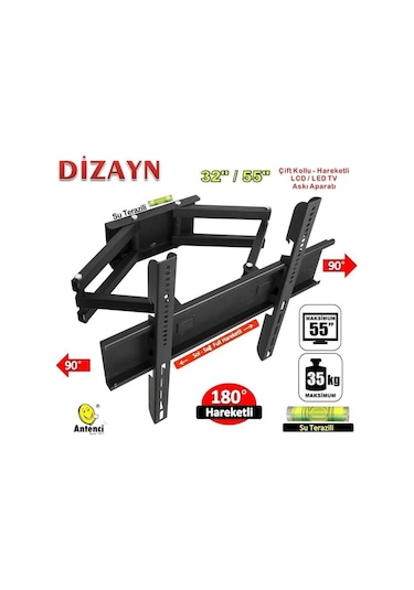 Dizayn 99 Ekran Çift Kollu Hareketli Lcd Led Tv Askı Aparatı