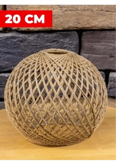 Örme Jüt İp Abajur Başlığı Handmade Bej