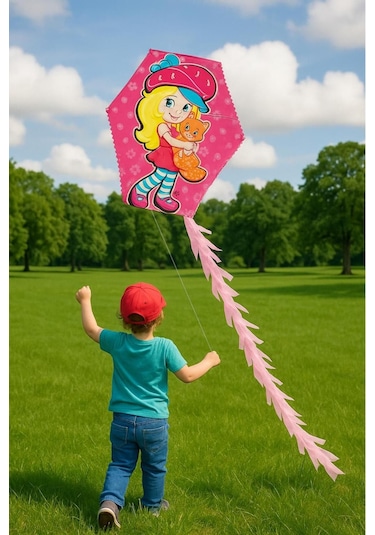 Uçurtma Altıgen Çıtalı Ipli Uçurtma Seti Şeker Kız Modeli