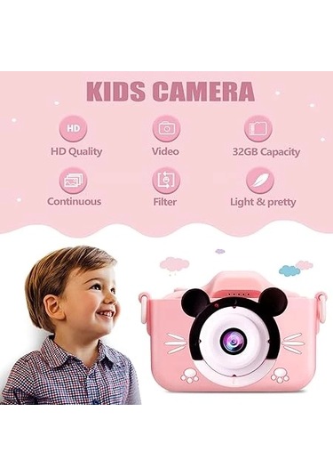 Çocuk Dijital Fotoğraf Makinası 20 Mp Video Kaydedici 2.0 İnç Çift Kameralı