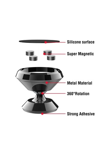 Yuntech01 3'lü Paket Manyetik Araç Telefon Tutucusu, Siyah Metal Plaka Ve Güçlü Yapıştırıcı İle Sağlam Tutuş, El-işsiz Sürücü İçin Siyah
