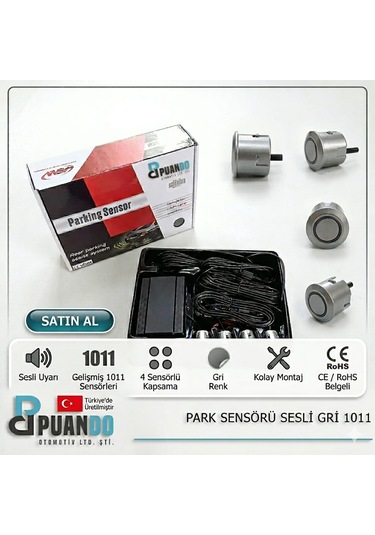 Gri Park Sensörü Sesli İkaz Sistemi 1011 - 4 Sensörlü Kit Panç