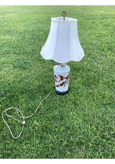Çiçek Desenli Porselen Abajur 80 CM