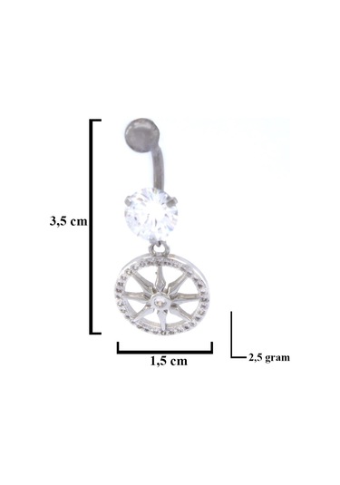 Ferizz 316l Çelik Zirkon Taşlı Yıldızlı Piercing Prc-133 Gümüş