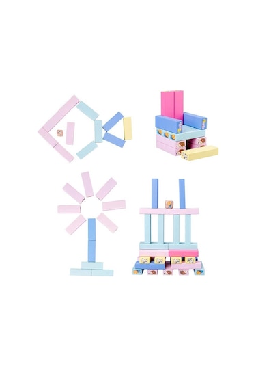 Ahşap Renkli 51 Parça Jenga