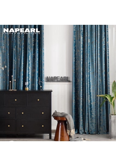 Mavi 1 Pc Napearl 80% Karartma Perdeleri Ev Dekor Lüks Lüks Gölge Oturma Odası Yatak Odası Mavi
