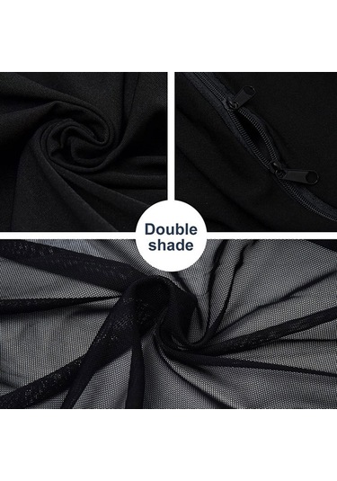 2 Adet/takım Anti-sivrisinek Araba Pencere Teli Perde Güneş Gölge Nefes Alan Pencere Perdesi Fermuar Açıklığı-ön Pencere Sol + Sağ