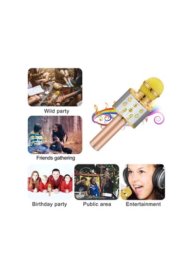 Besthome1 Mavi Kablosuz Bluetooth Mikrofon, 1200mah Pil, Led Işıklı Karaoke, Usb/sd Ses Çalıcı