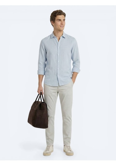 Kip Gri Regular Fit Dokuma Casual %100 Pamuk Gömlek