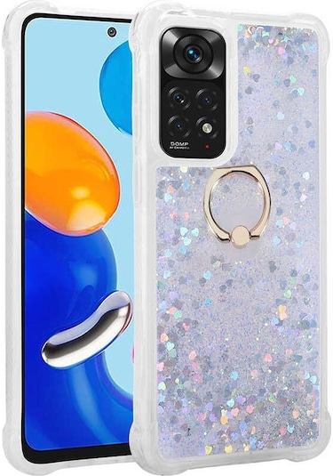 Xiaomi Redmi Note 11 Global Kılıf Milce Simli Pullu Yüzüklü Kılıf