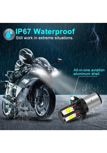 Motosiklet Kafa Lambası Ampulleri H6 Ba20d H4 Led Hi Lo Işın Moto Led Far Motosiklet Led Lambalar Dönüşüm Kiti Ampuller 1200lm 6000 K H4