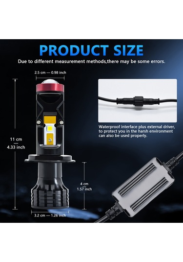 Led Far Ampülleri, 25000lm 90w Süper Parlak Mercek K21710