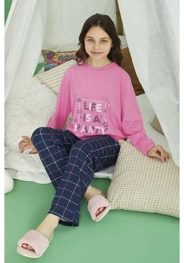 Genç Kız Aydoğan Pamuklu Pijama Takımı 240772 Pembe Pembe