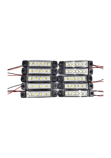 10 Adet Beyaz Parmak Lamba 6 Led Su Geçirmez 12v 24v Emir