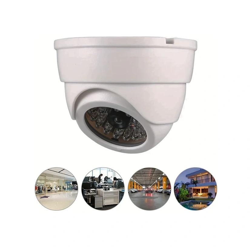 Cordial Beyaz, Kırmızı Led Işıklı, Pille Çalışan, Ev Ve İş Yeri İçin Simüle Güvenlik Kubbe Kamera