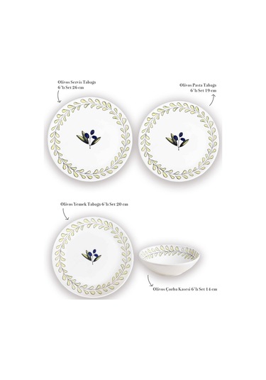 The Mia Olivos 6 Kişilik Yemek Takımı 24 Parça Set 2 Çok Renkli