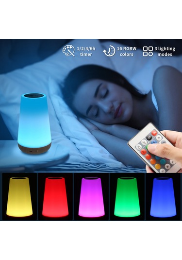 Maiyame Renk Değiştirebilen Dokunmatik Usb Şarjlı Ahşap Desenli Led Gece Lambası - Göz Koruyucu 360 Aydınlatma Diğer