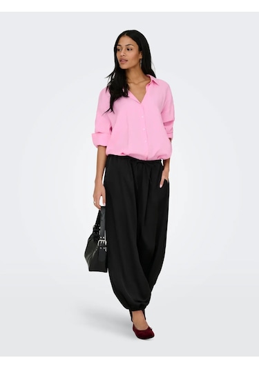 Only Onlzazima L/s Loose Wvn Noos Kadın Gömlek 15272523 Pembe