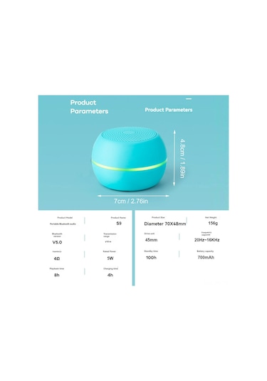 Vkemall S9 Mini Bluetooth Hoparlör, Ipx6 Su Geçirmez, 8 Saat Çalma Süresi, Hi-fi Ses Kalitesi, Dışarıda Taşınabilir, Kırmızı Siyah