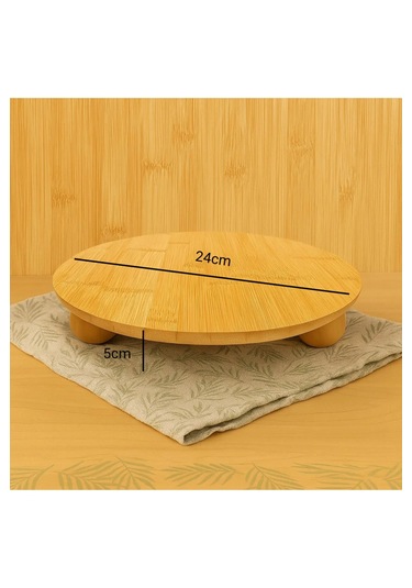 Top Ayaklı Bambu Sunum Tabağı 24 Cm Doğal Bambu Servis Ve Sunum Tahtası Bambu