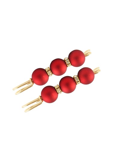 Suntek Şık Yuvarlak Boncuklar Çengelli İğne Kırmızı